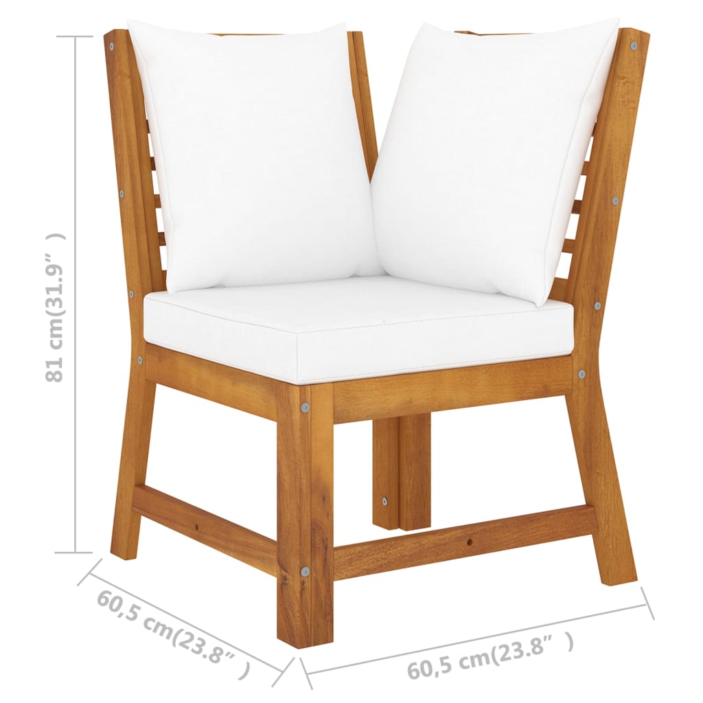 vidaXL 9 Piece Patio Lounge Set with Cushion Cream Solid Acacia Wood