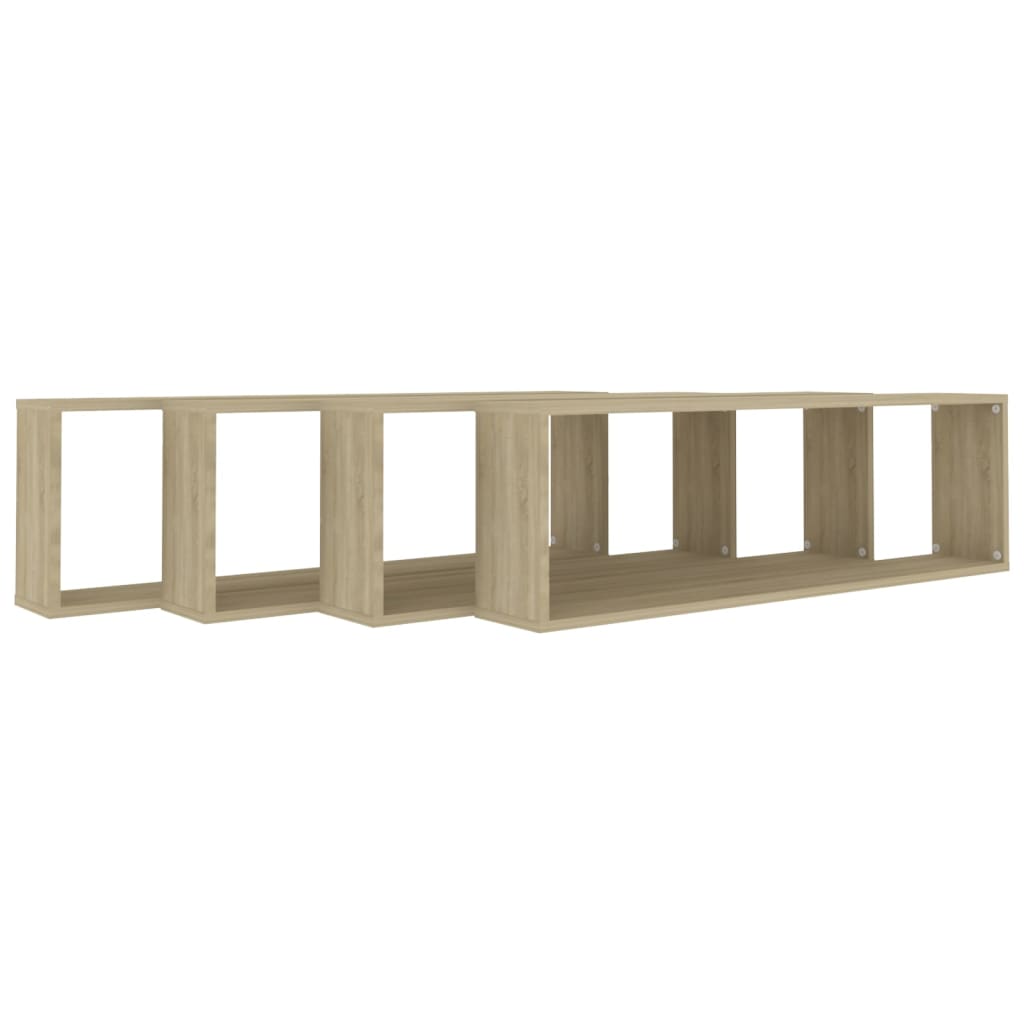 vidaXL Wall Cube Shelves 4 pcs Sonoma Oak 39.4"x5.9"x11.8" Engineered Wood