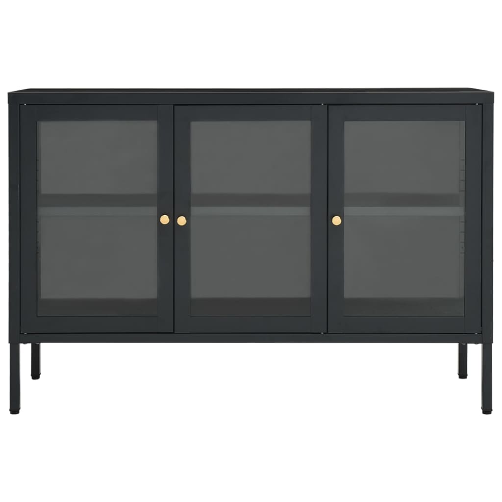 vidaXL Sideboard Anthracite 41.3"x13.8"x27.6" Steel and Glass