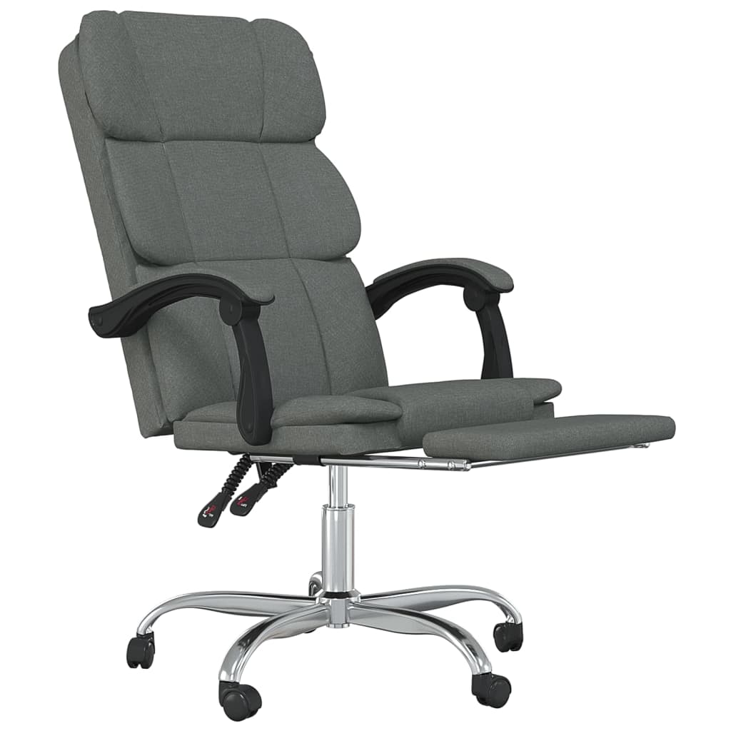 vidaXL Reclining Office Chair Dark Gray Fabric