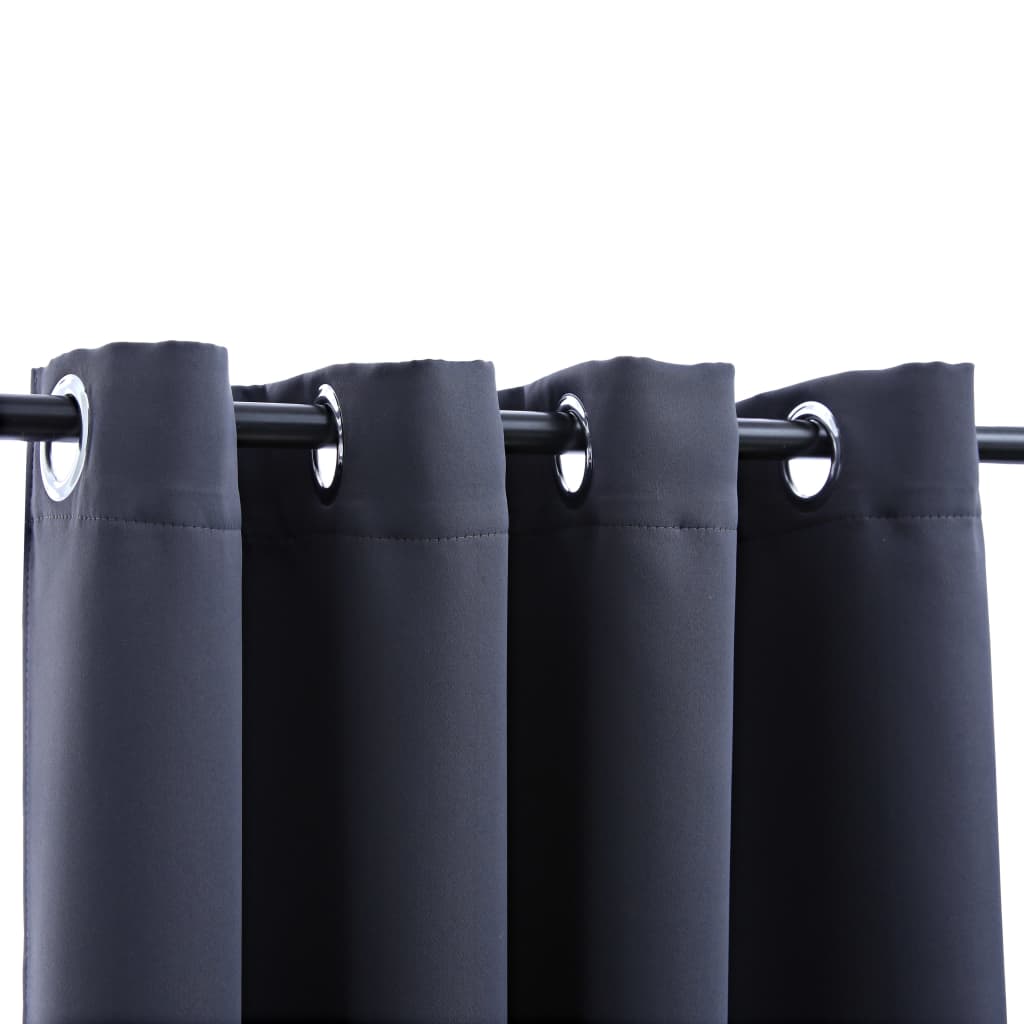 vidaXL Blackout Curtains with Rings 2 pcs Anthracite 54"x95" Fabric