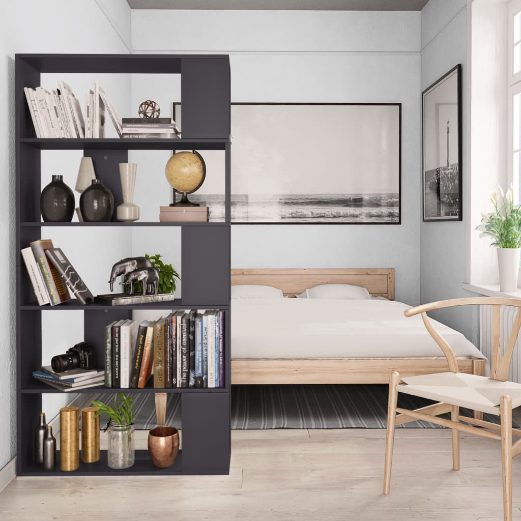 vidaXL Book Cabinet/Room Divider Gray 31.5"x9.4"x62.6" Engineered Wood