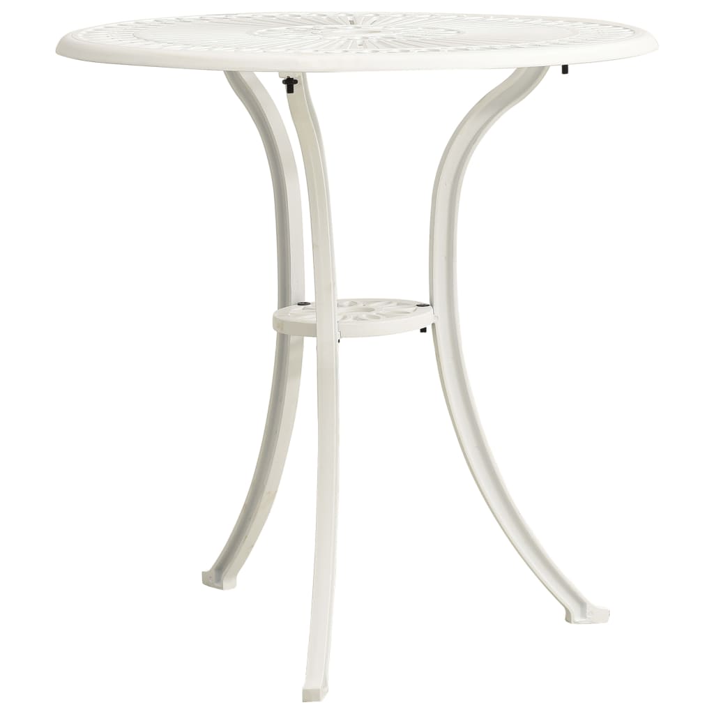 vidaXL Patio Table White 24.4"x24.4"x25.6" Cast Aluminum