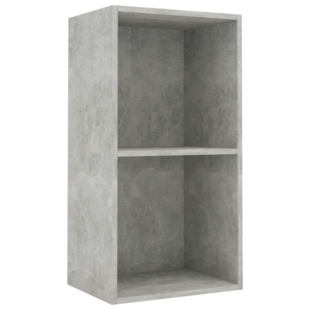 vidaXL 2-Tier Book Cabinet Concrete Gray 15.7"x11.8"x30.1" Chipboard