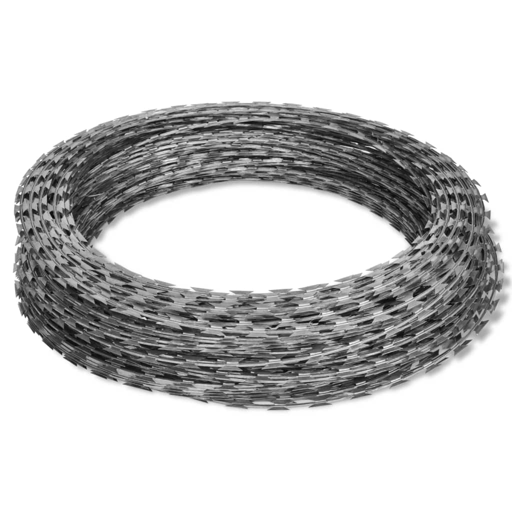 vidaXL Razor Wire Helical Wire Roll Galvanized Steel 197'