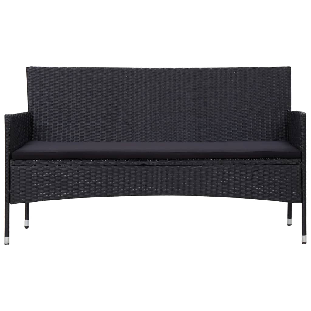vidaXL 5 Piece Patio Lounge Set With Cushions Poly Rattan Black
