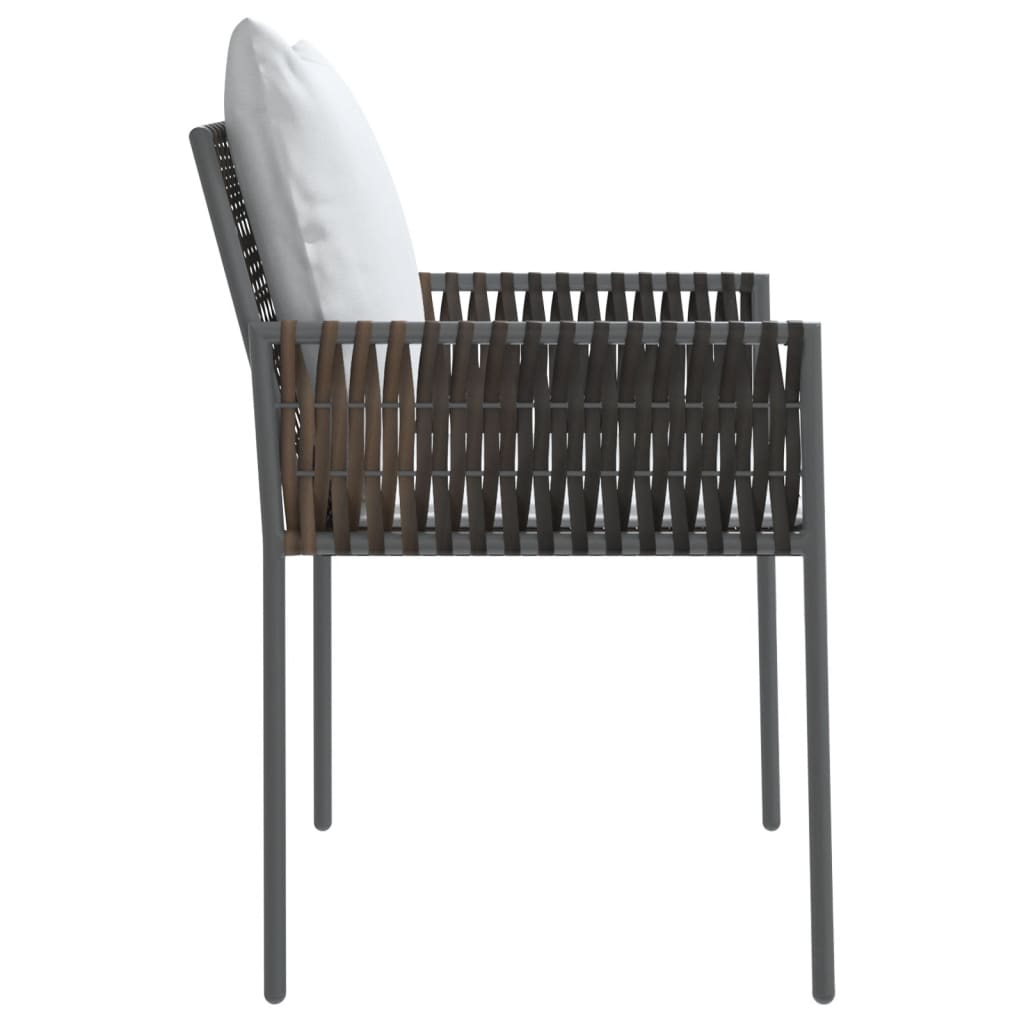 vidaXL Patio Chairs with Cushions 4 pcs Brown 21.3"x24"x32.7" Poly Rattan