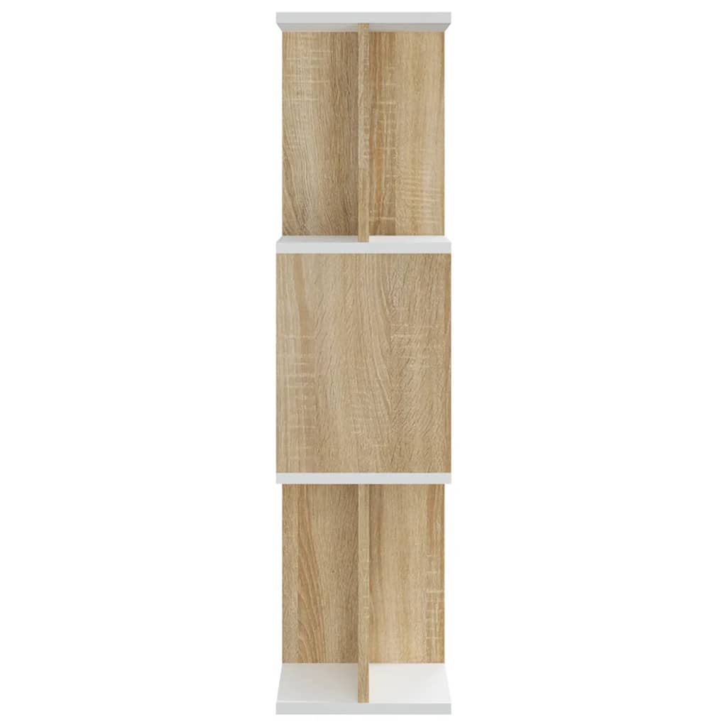 vidaXL Book Cabinet/Room Divider White and Sonoma Oak 31.5"x9.4"x37.8"
