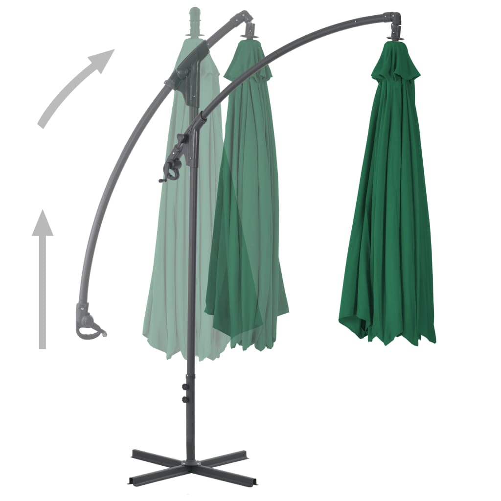 vidaXL Cantilever Umbrella with Steel Pole 118.1" Green