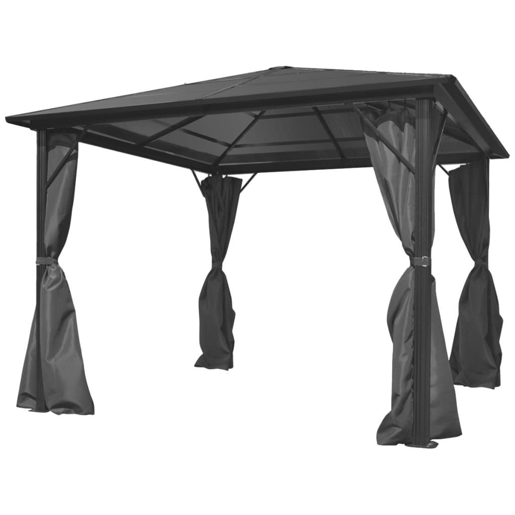 vidaXL Gazebo with Curtain Anthracite Aluminum 118.1" x 118.1" | vidaXL.com