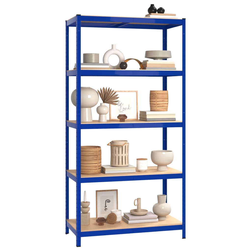 vidaXL 5-Layer Storage Shelf Blue Steel&Engineered Wood