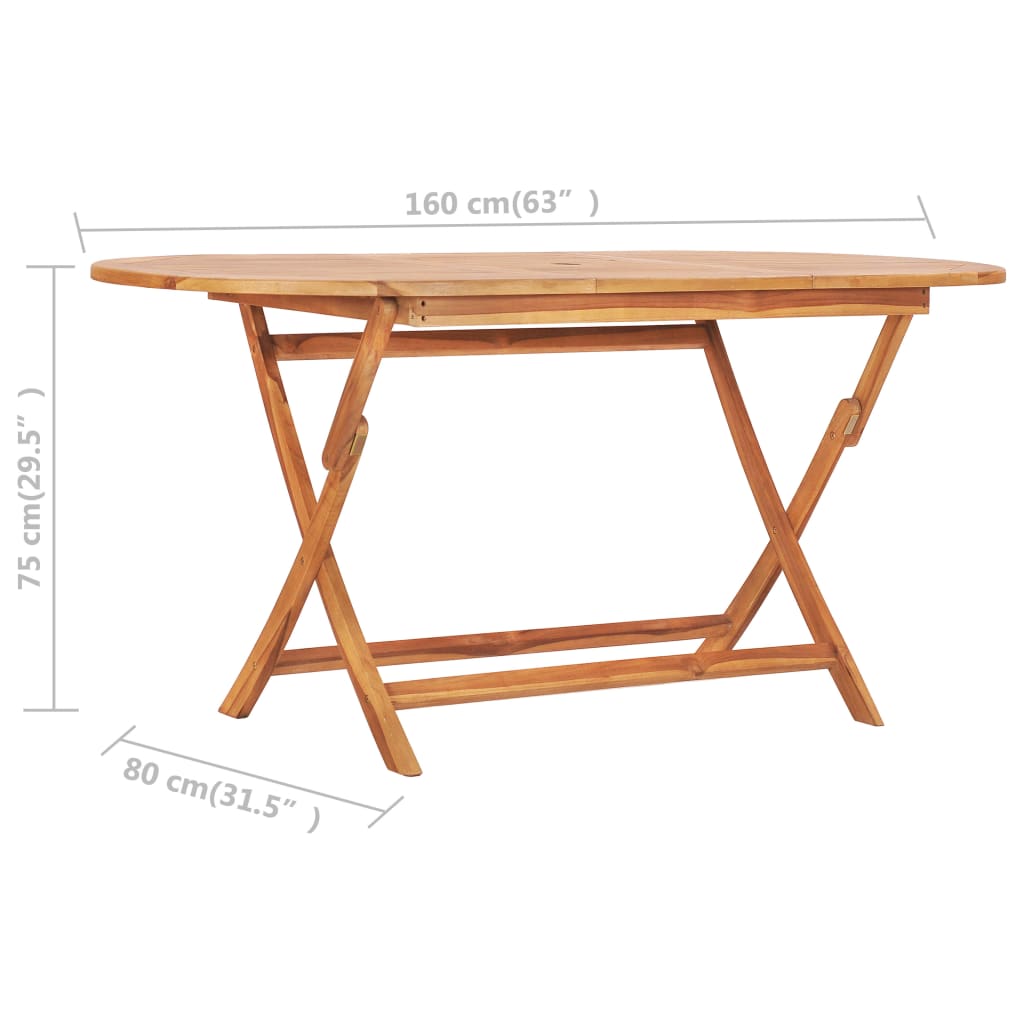 vidaXL 7 Piece Folding Patio Dining Set Solid Teak Wood