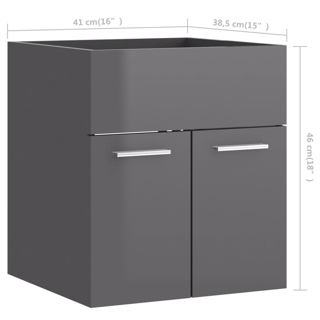 vidaXL 2 Piece Bathroom Furniture Set High Gloss Gray Engineered Wood