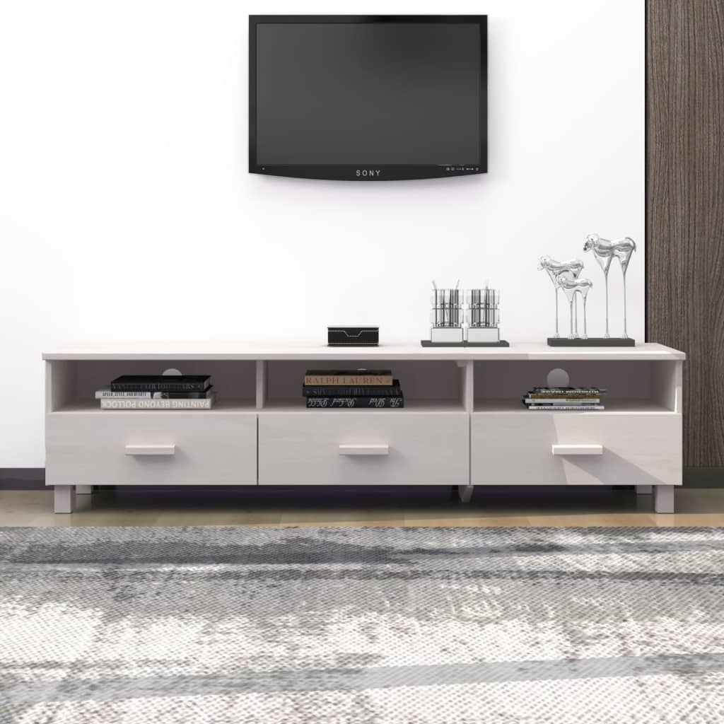 vidaXL TV Cabinet White 62.2"x15.7"x15.7" Solid Wood Pine
