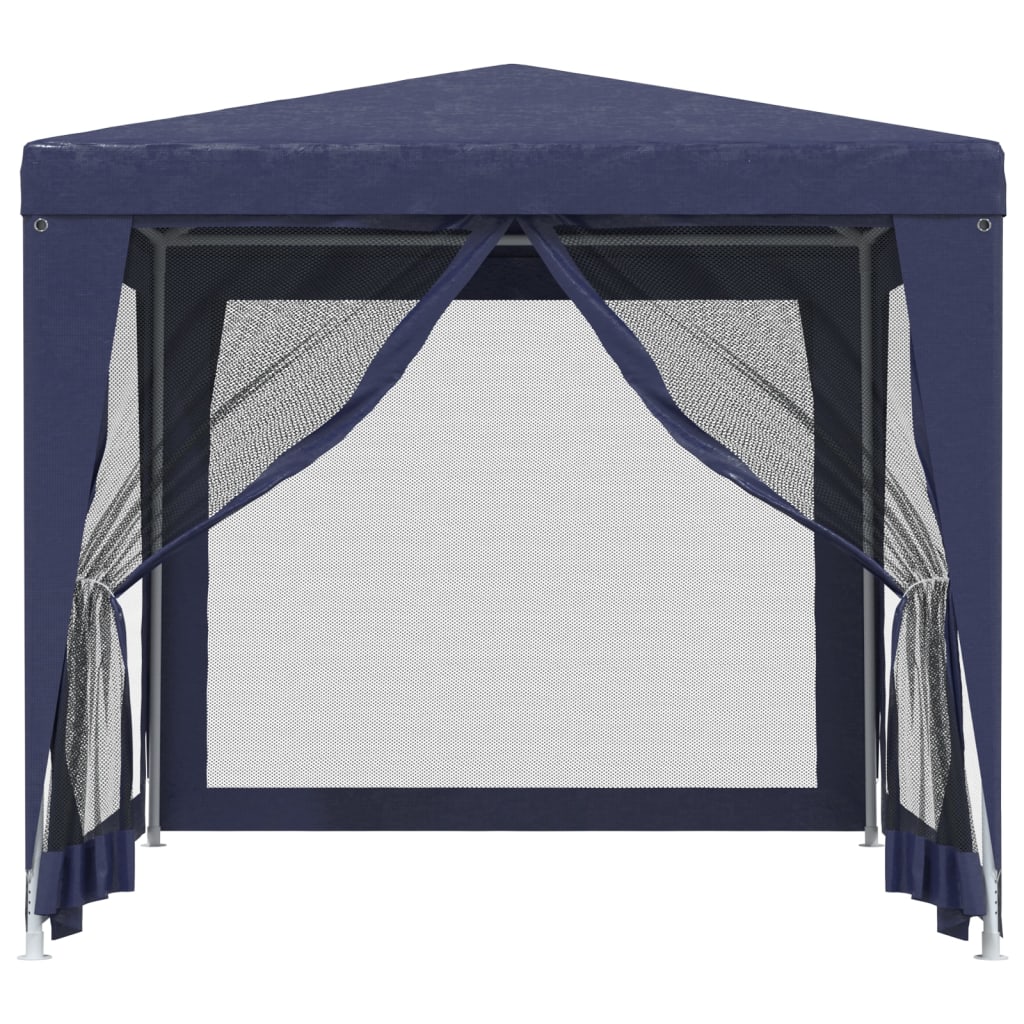 vidaXL Party Tent with 4 Mesh Sidewalls Blue 8.2'x8.2'HDPE