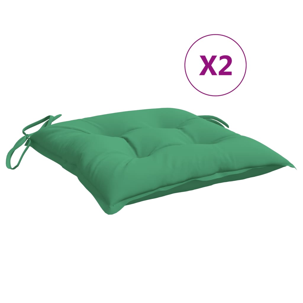 vidaXL Chair Cushions 2 pcs Green 15.7"x15.7"x2.8" Fabric
