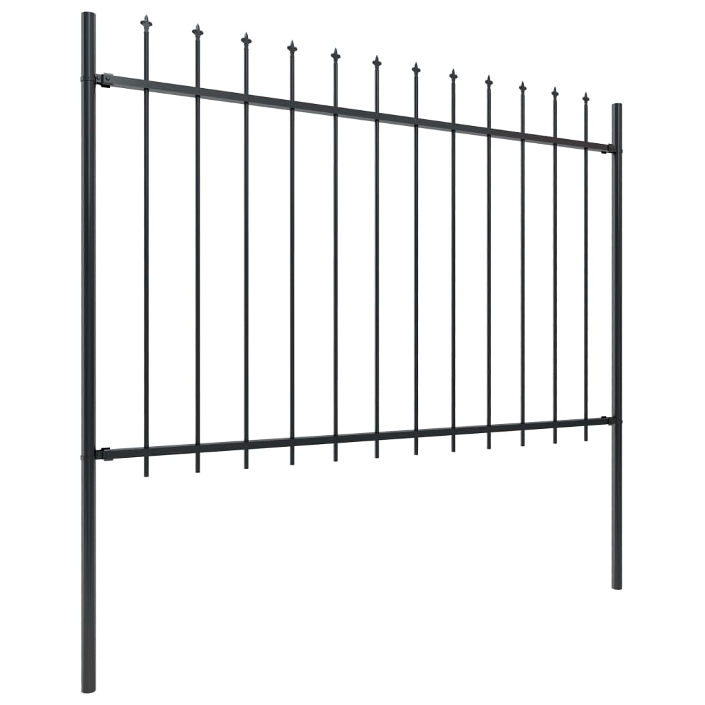 vidaXL Garden Fence with Spear Top Steel 133.9"x47.2" Black