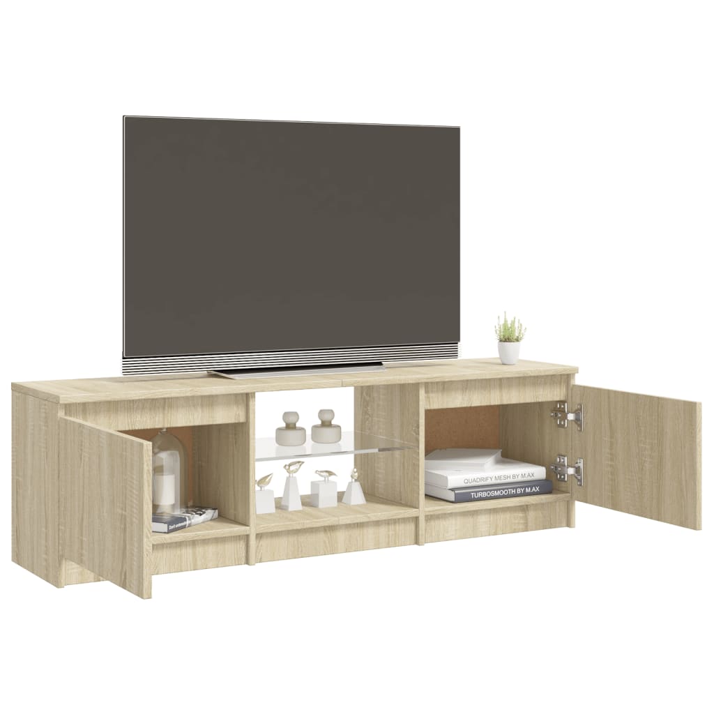 vidaXL TV Cabinet with LED Lights Sonoma Oak 47.2"x12"x14"