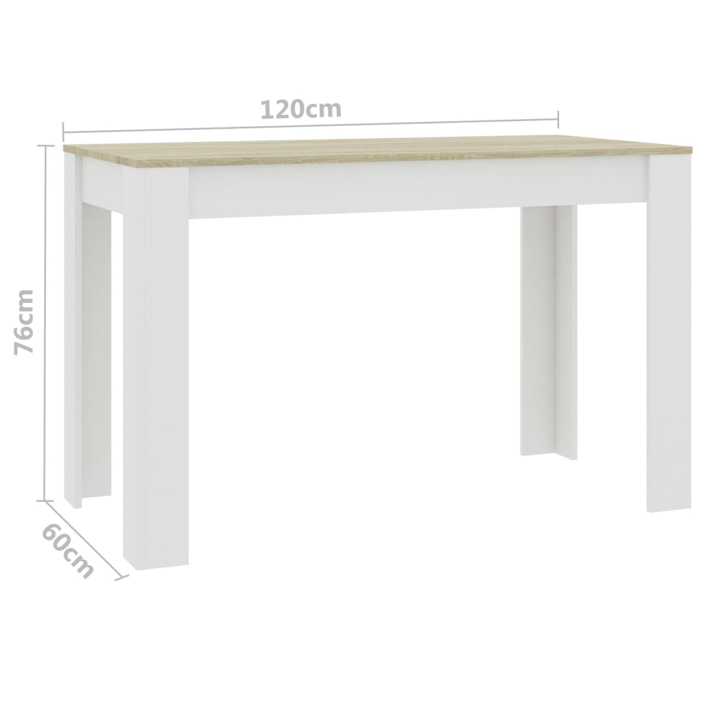 vidaXL Dining Table White and Sonoma Oak 47.2"x23.6"x29.9" Chipboard
