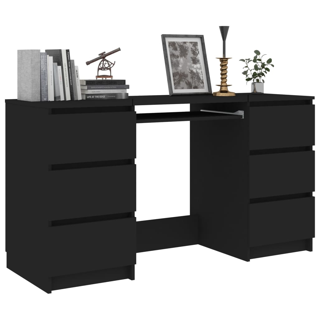 vidaXL Writing Desk Black 55.1"x19.7"x30.3" Engineered Wood