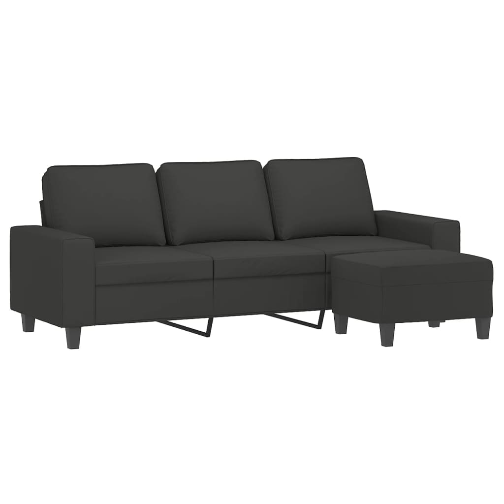 vidaXL 3-Seater Sofa with Footstool Dark Gray 70.9" Microfiber Fabric