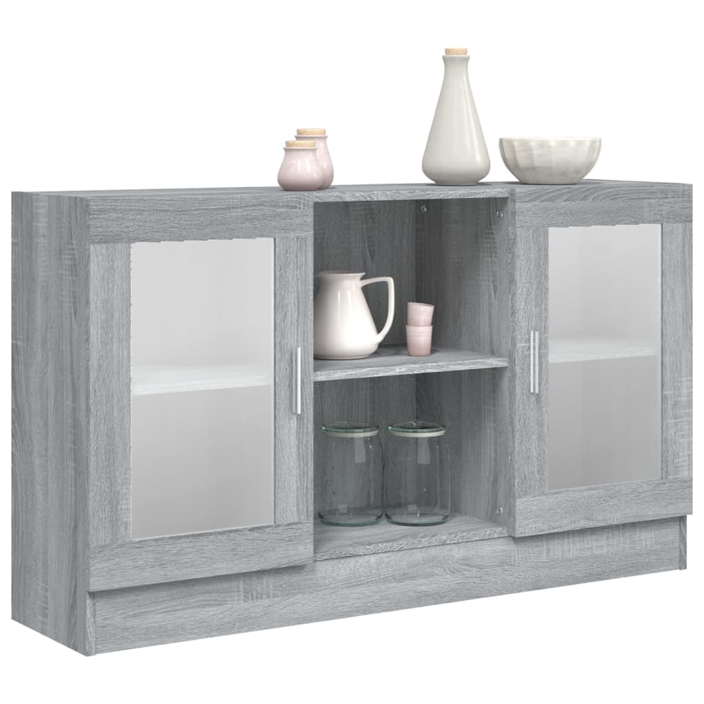 vidaXL Vitrine Cabinet Gray Sonoma 47.2"x12"x27.6" Engineered Wood