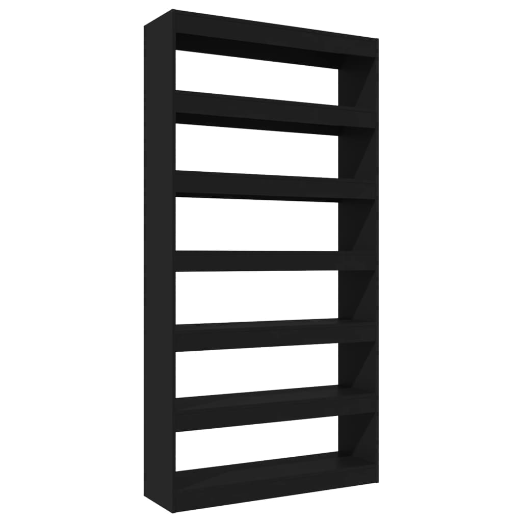 vidaXL Book Cabinet/Room Divider Black 39.4"x11.8"x78" Engineered Wood