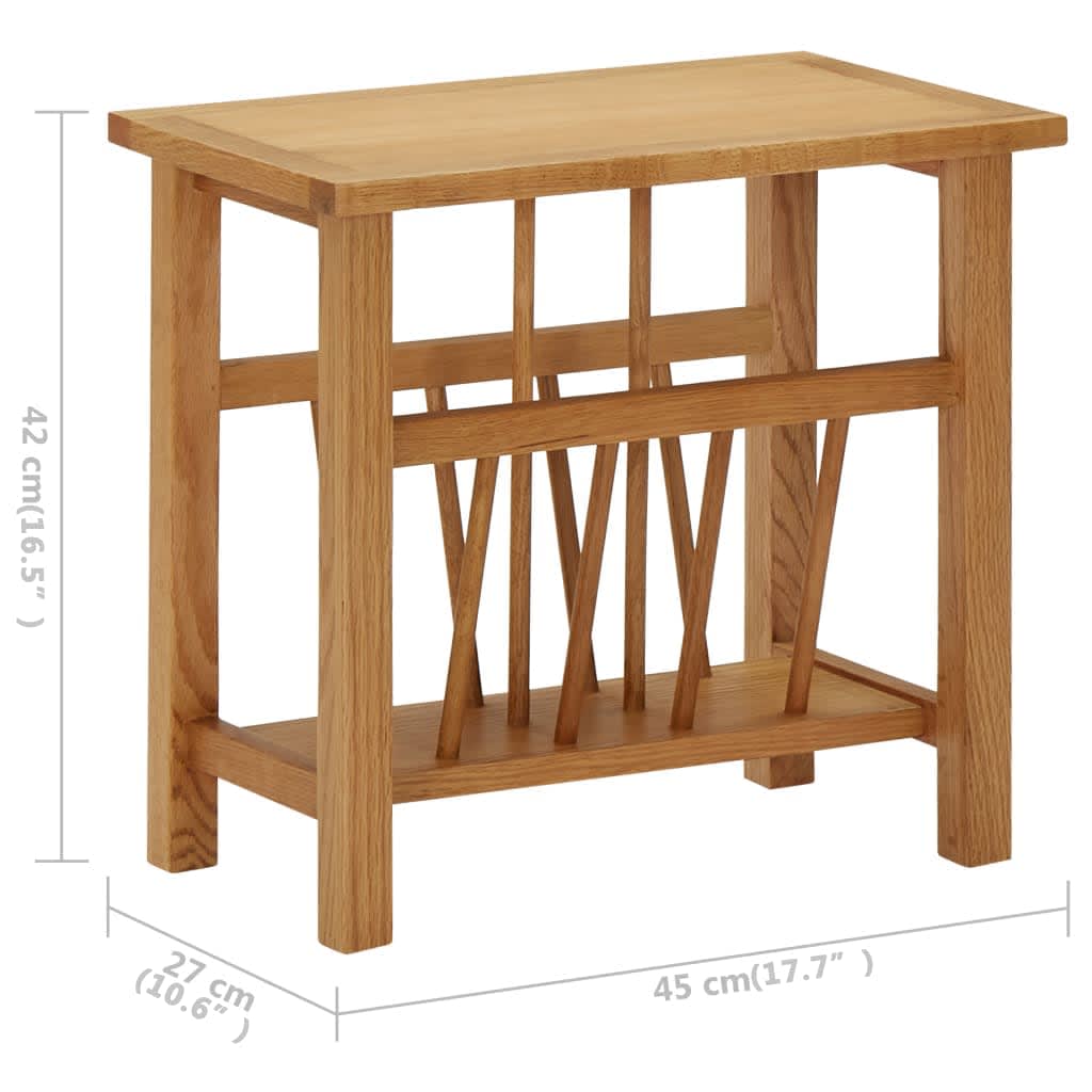 vidaXL Magazine Table 17.7"x10.6"x16.5" Solid Oak Wood