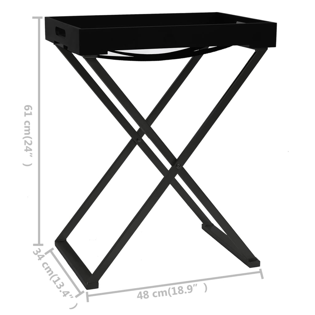 vidaXL Folding Table Black 18.9"x13.4"x24" MDF
