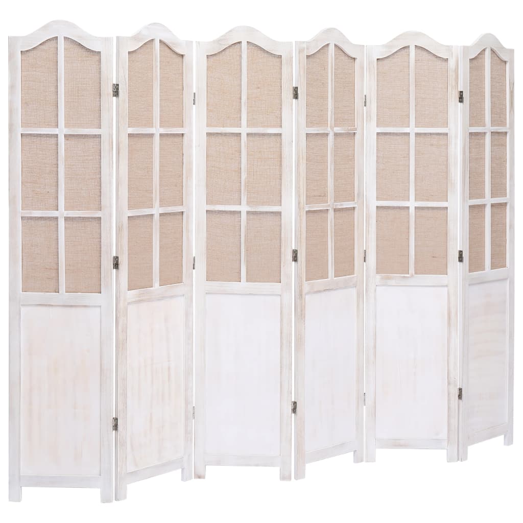 vidaXL 6-Panel Room Divider White 82.7"x65" Fabric