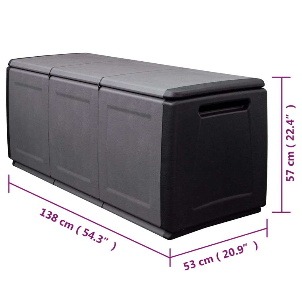 vidaXL Patio Storage Box 54.3"x20.9"x22.4" 87.2 gal Dark Gray and Black