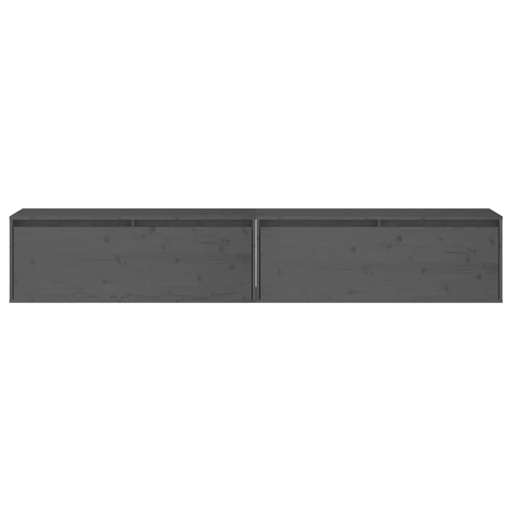 vidaXL Wall Cabinets 2pcs Gray 39.4"x11.8"x13.8" Solid Wood Pine