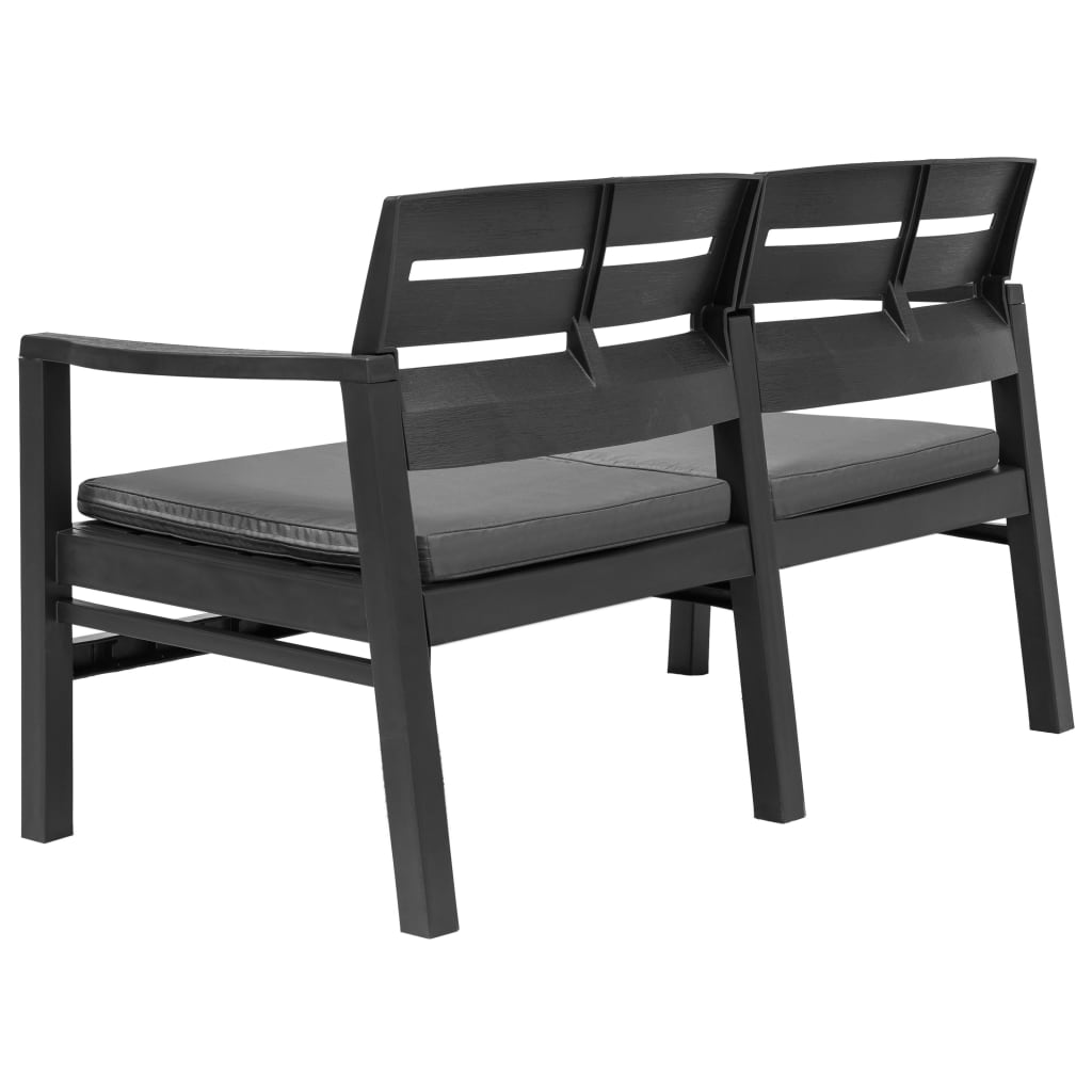 vidaXL 2-Seater Patio Bench with Cushions 52.4" Plastic Anthracite