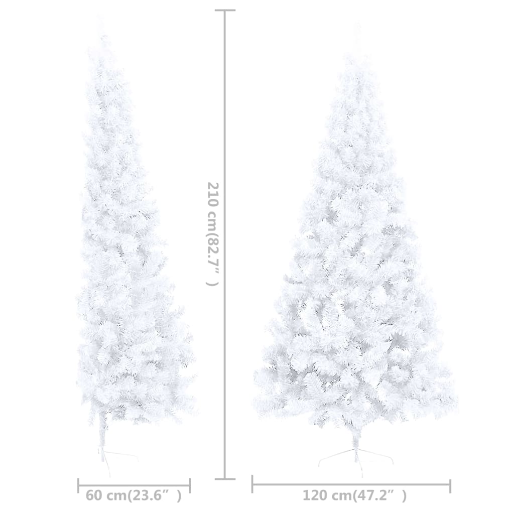 vidaXL Artificial Half Christmas Tree with LEDs&Ball Set White 82.6"