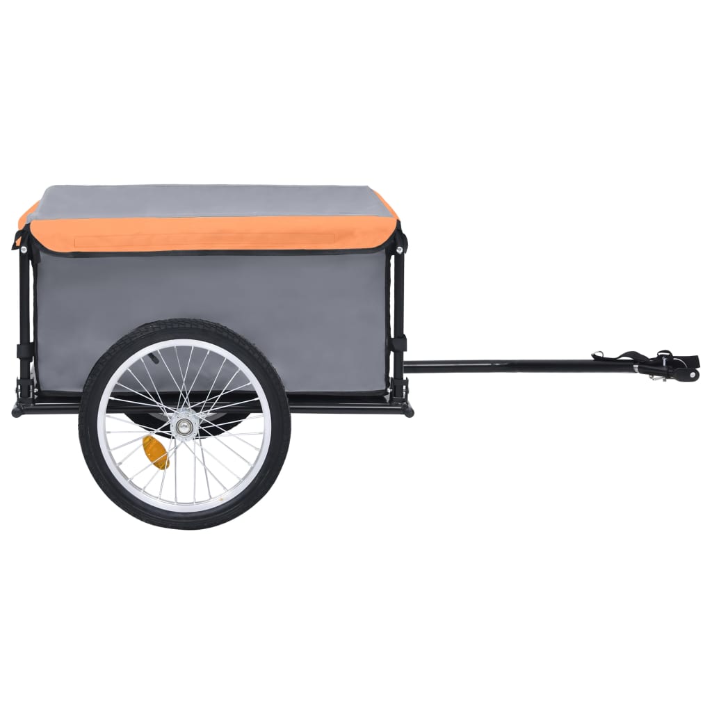 vidaXL Bike Cargo Trailer Gray and Orange 143.3 lb