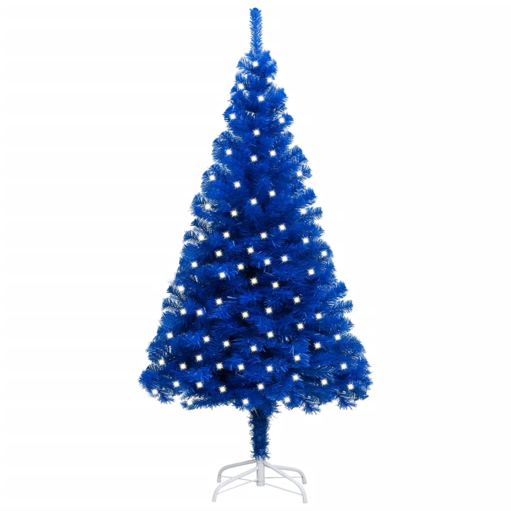 vidaXL Artificial Christmas Tree with LEDs&Stand Blue 94.5" PVC