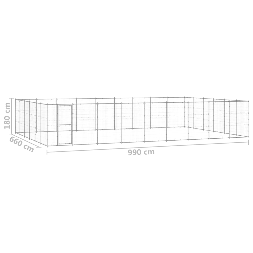 vidaXL Outdoor Dog Kennel Galvanized Steel 703.3 ft²