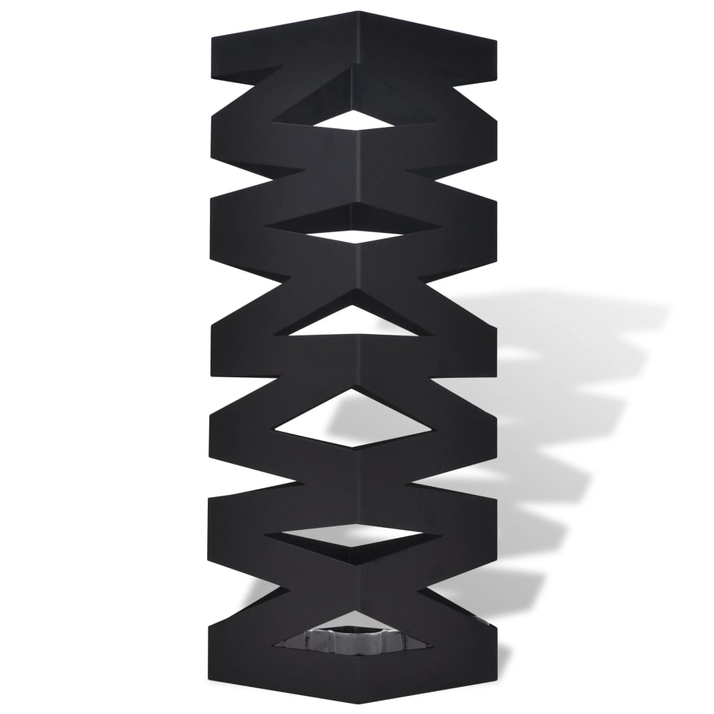 vidaXL Black Square Umbrella Stand Storage Holder Walking Stick Steel 19.1"