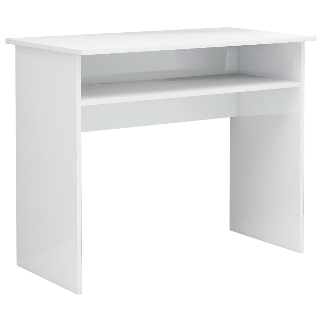 vidaXL Desk High Gloss White 35.4"x19.7"x29.1" Engineered Wood