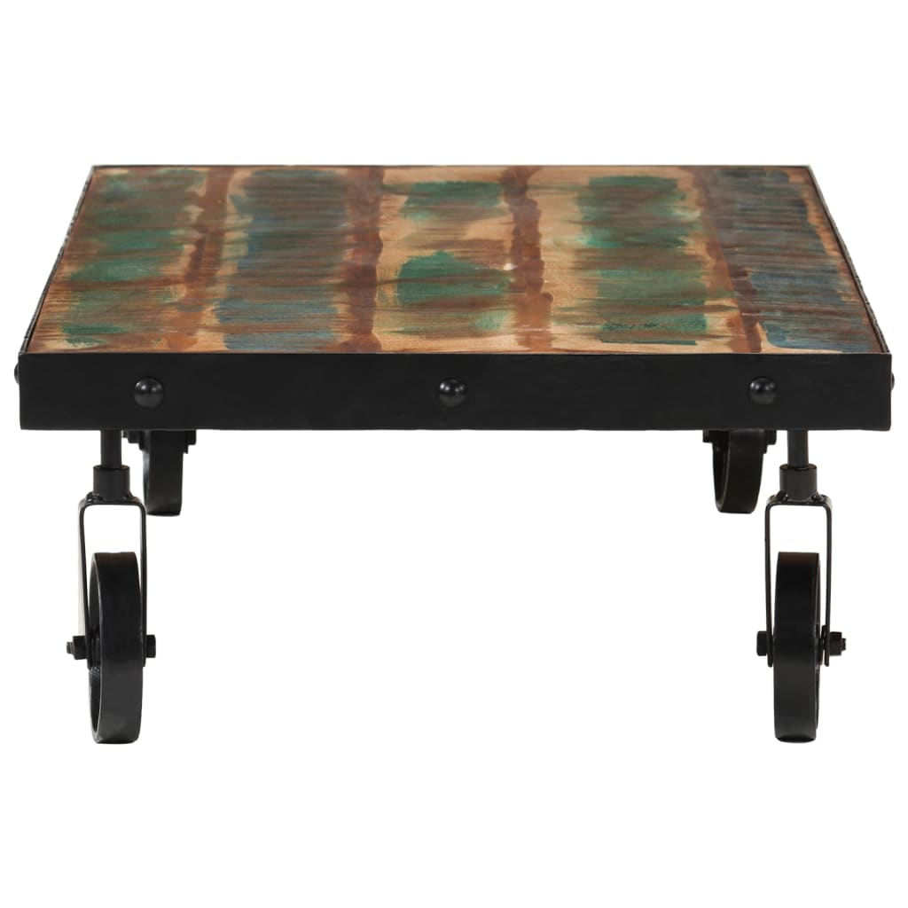 vidaXL Coffee Table with Wheels Solid Reclaimed Wood 39.4"x21.7"x10.2"