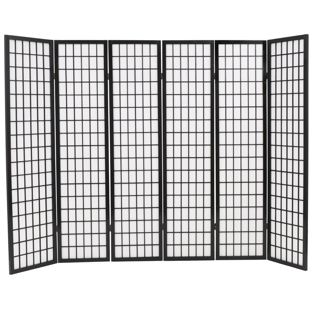 vidaXL Folding 6-Panel Room Divider Japanese Style 94.5"x66.9" Black