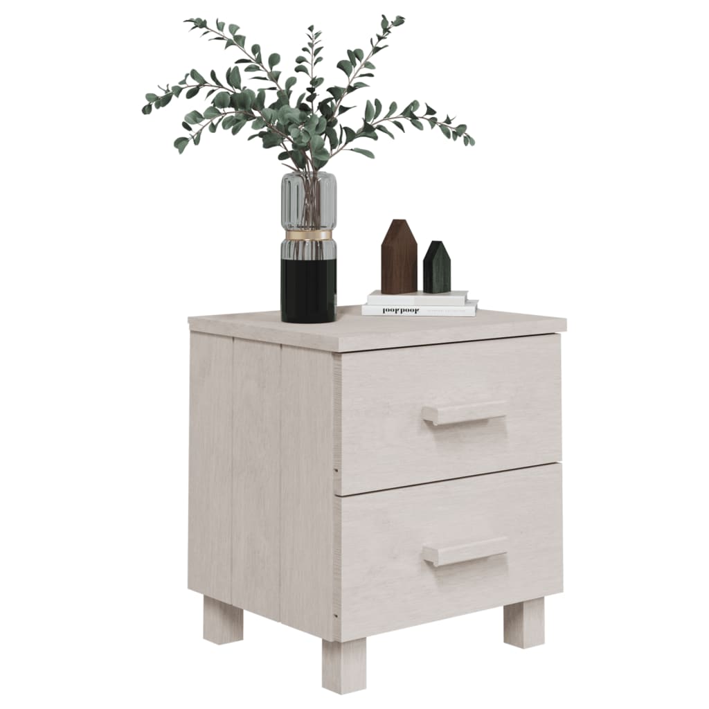 vidaXL Bedside Cabinets HAMAR 2 pcs White 15.7"x13.8"x17.5" Solid Wood