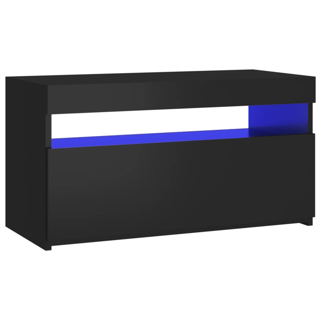 vidaXL TV Stand with LED Lights Black 29.5"x13.8"x15.7"
