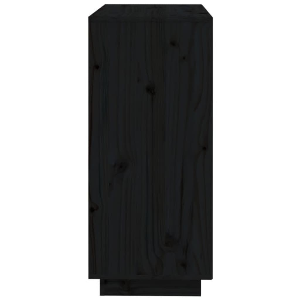 vidaXL Sideboard Black 29.1"x13.8"x31.5" Solid Wood Pine