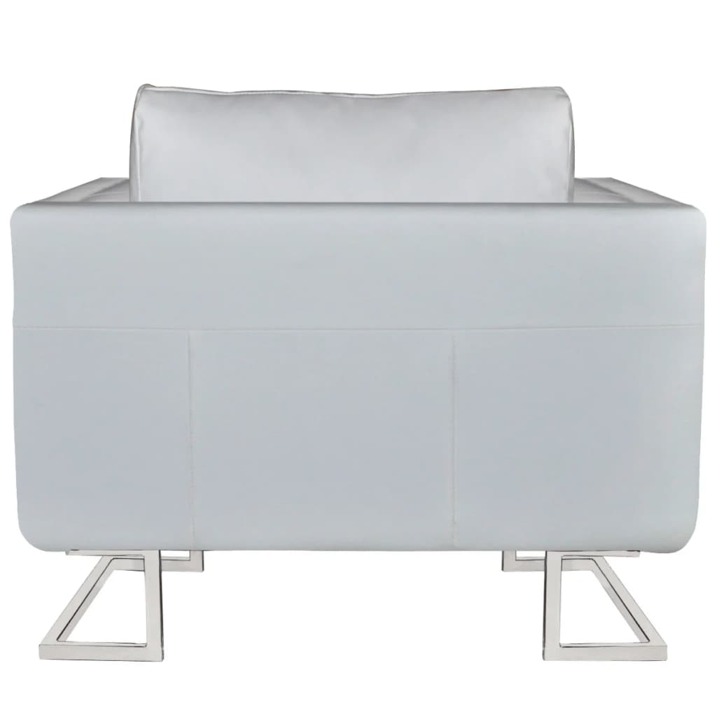 vidaXL Cube Armchair White Leather