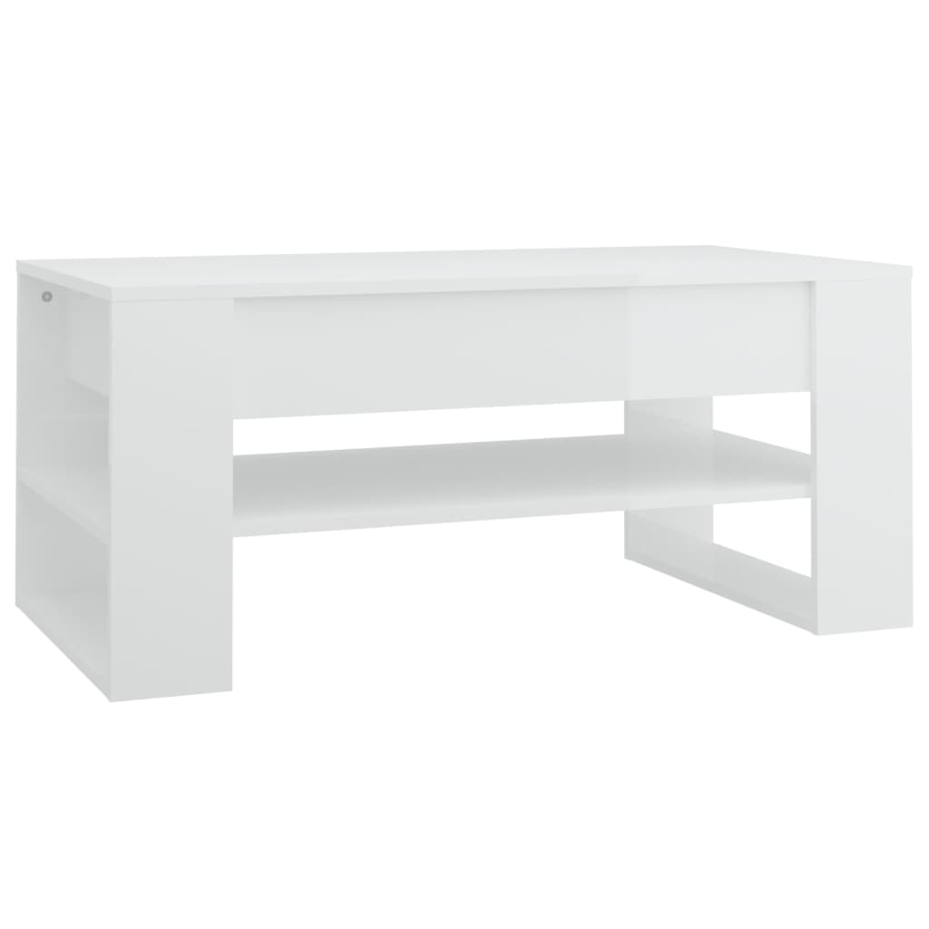 vidaXL Coffee Table High Gloss White 40.2"x21.7"x17.7" Engineered Wood
