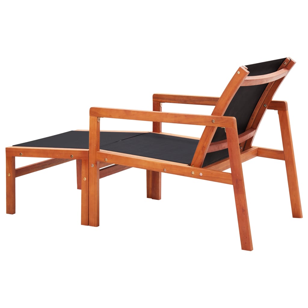 vidaXL Patio Chair with Footrest Solid Wood Eucalyptus and Textilene