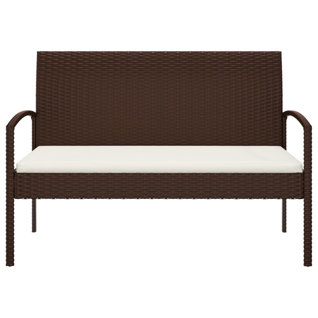 vidaXL Patio Bench with Cushion Brown 41.3" Poly Rattan