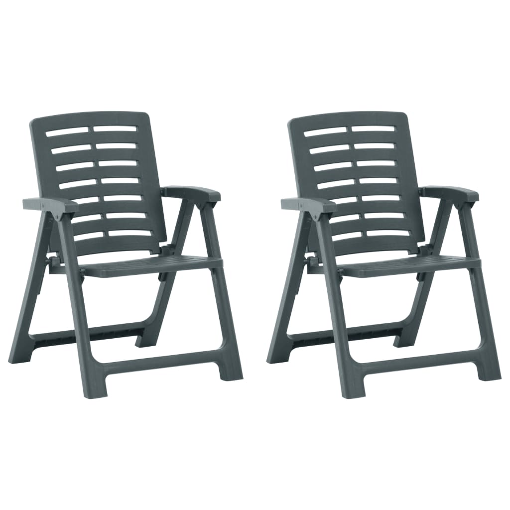 vidaXL Patio Chairs 2 pcs Plastic Green