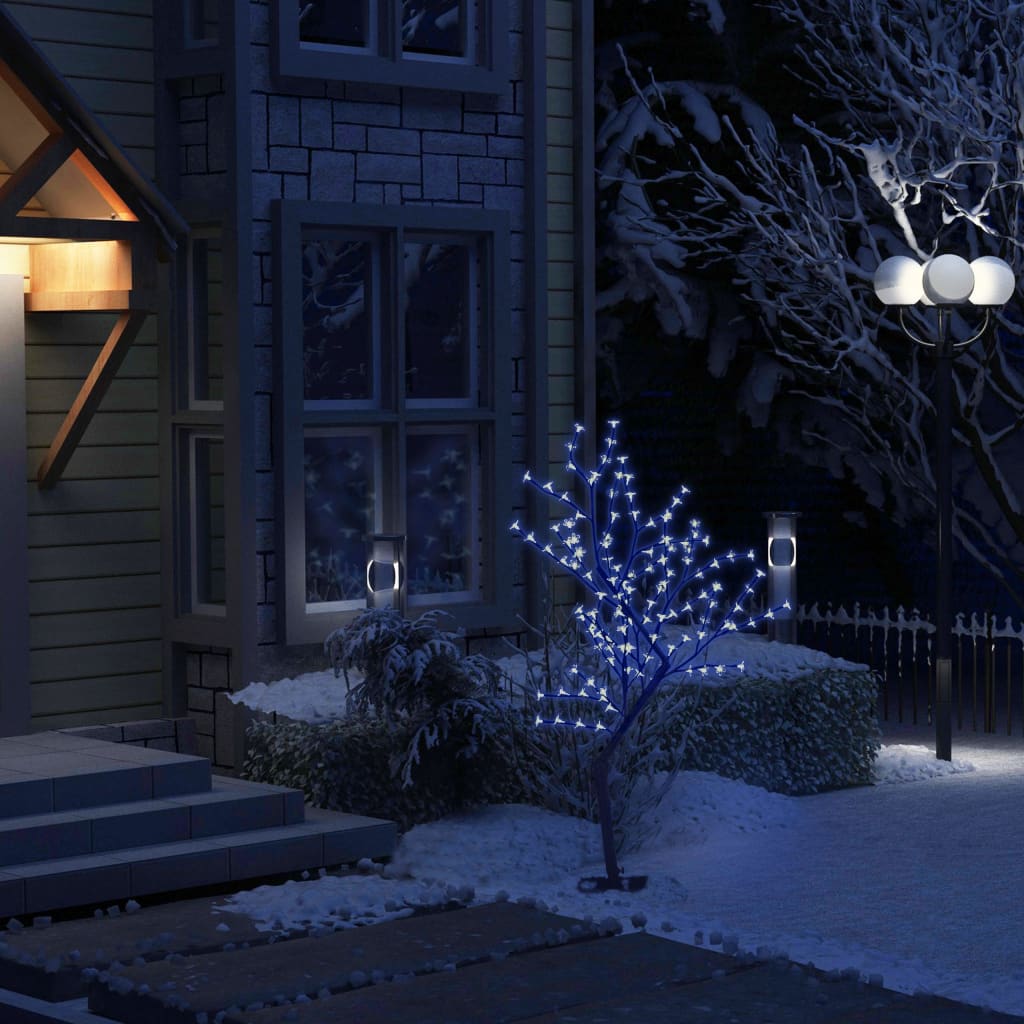 vidaXL Christmas Tree 128 LEDs Blue Light Cherry Blossom 4 ft
